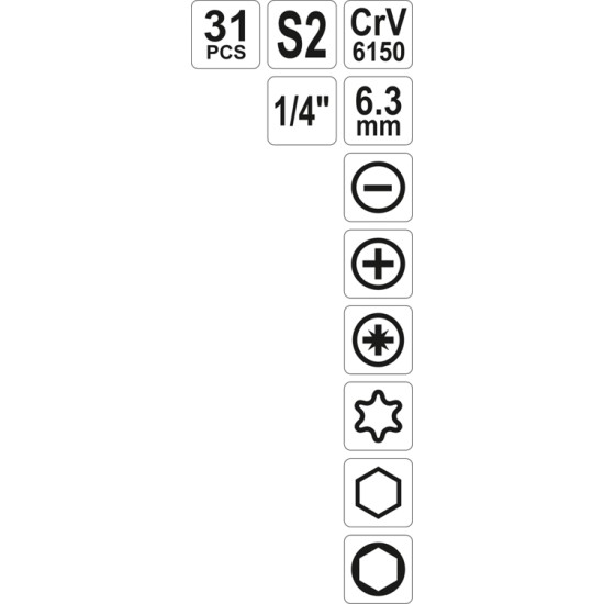 Csavarhúzó flexibilis 1/4" 31 részes YATO