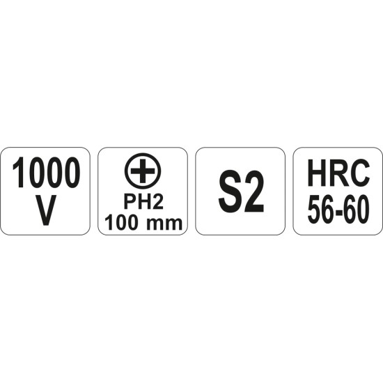 Csavarhúzó PH2 x 100 mm 1000 V-ig szigetelt YATO