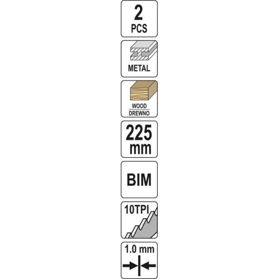 YATO fa és fémvágó fűrészlap 225mm 10TPI