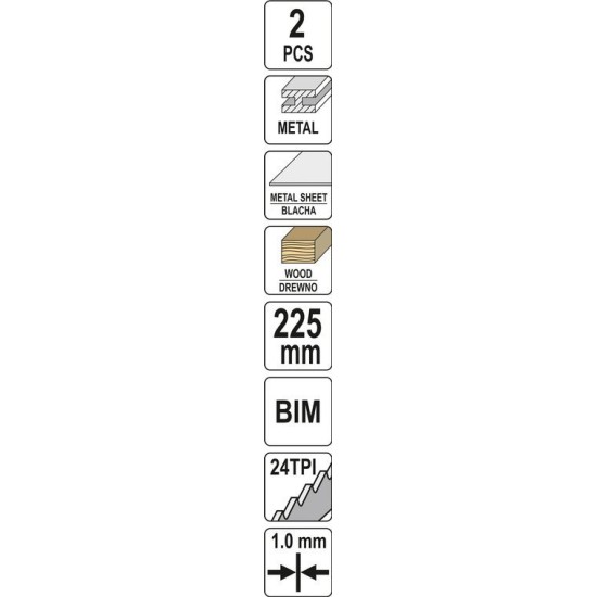 YATO fa és fémvágó fűrészlap 225mm 24TPI