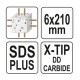 Kőzetfúró 6,0 x 210/150 mm négyélű SDS-Plus YATO