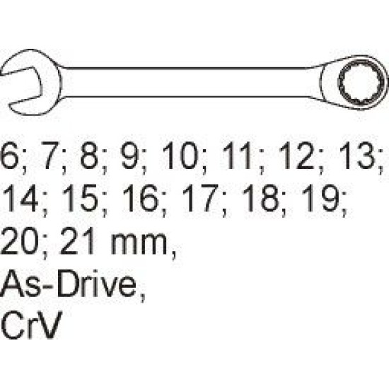 Csillag-villáskulcs készlet 16 részes 6-21 mm (fiókbetét) YATO