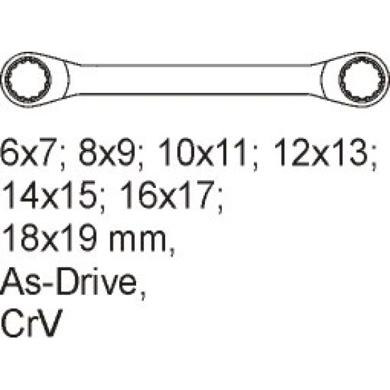 Csillagkulcs készlet 7 részes 6-19 mm CrV (fiókbetét) YATO CrV