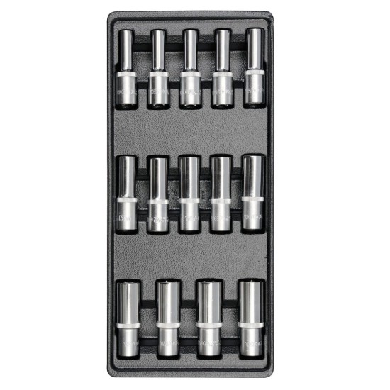 Hósszú dugókulcs készlet 14 részes 1/2": 8-21 mm (fiókbetét) YATO