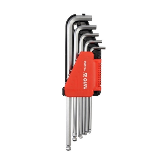 Hosszú gömbfejű imbuszkulcs készlet 12 részes 1/16"-3/8" CrV YATO
