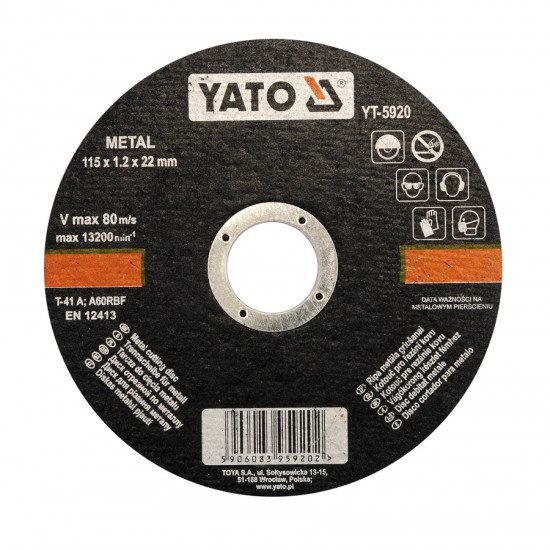 Vágókorong fémre 125 x 1,2 x 22 mm YATO