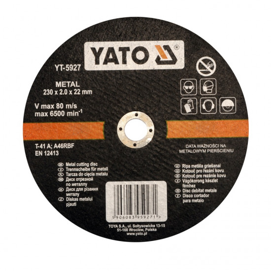 Vágókorong fémre 230 x 2,0 x 22 mm YATO