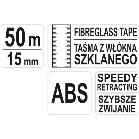 Üvegszálas mérőszalag 50 m x 15 mm YATO