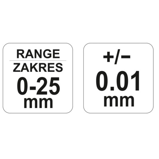 Mikrométer 0-25 mm +/-0,01 mm mechanikus YATO