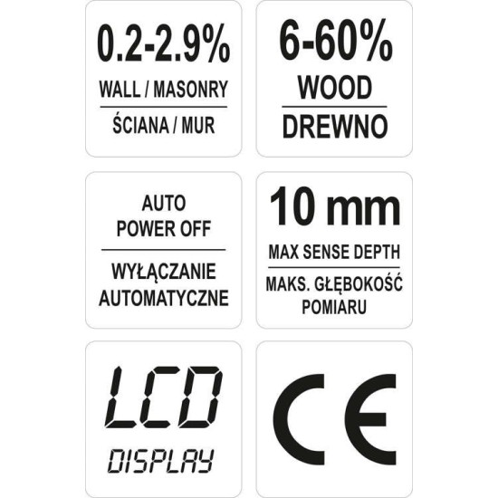 Nedvességmérő műszer 10 mm YATO