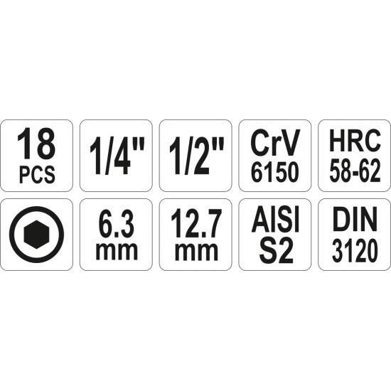 Bit készlet 18 részes YATO