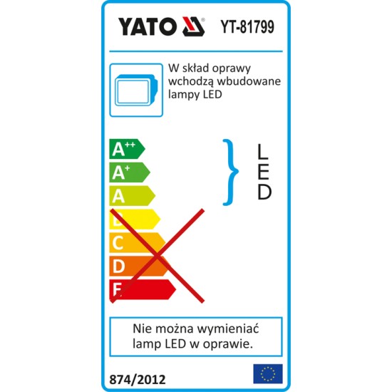 LED fényvető hordozható 20 W 1400 Lm YATO