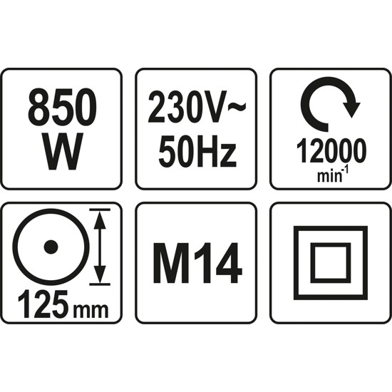 Elektromos sarokcsiszoló M14 125 mm 850 W YATO