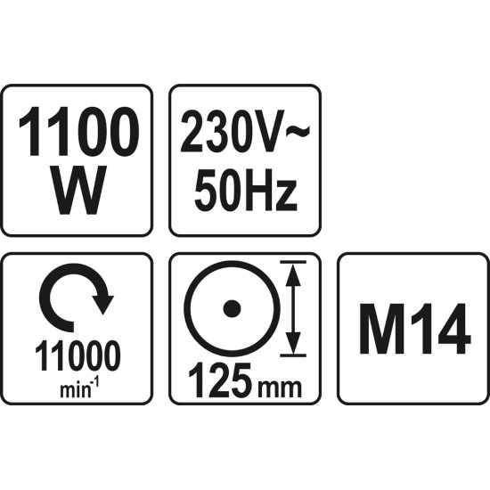 Elektromos sarokcsiszoló M14 125 mm 1100 W YATO