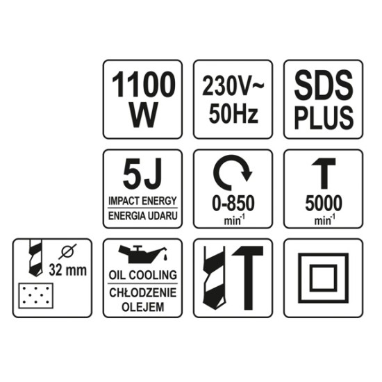 Elektromos fúrókalapács SDS-Plus 5 J 1100 W YATO