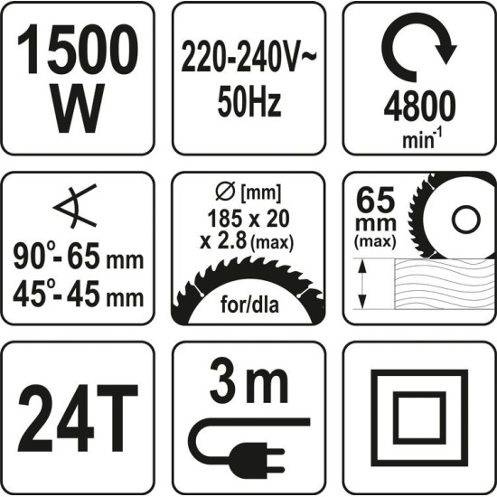 Elektromos körfűrész 185 mm 1500 W YATO