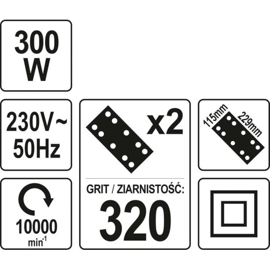 Elektromos rezgőcsiszoló 115 x 229 mm 300 W YATO