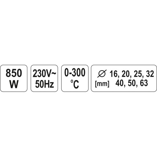 Elektromos műanyagcső hegesztő 16-63 mm 0-300 °C 850 W YATO
