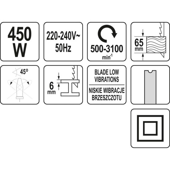 Elektromos dekopírfűrész rezgéscsillapítós 450 W YATO