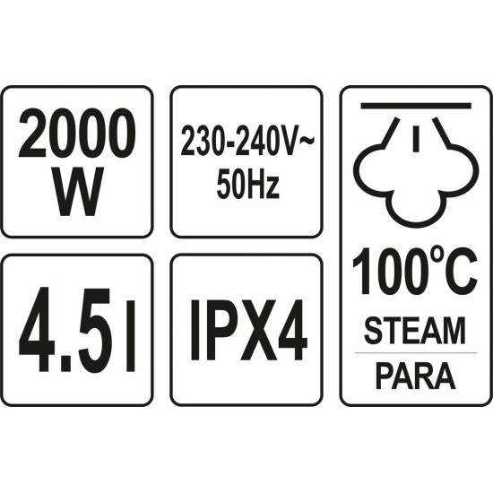 Elektromos gőzölős tapétaleszedő 4,5 liter 2000 W YATO