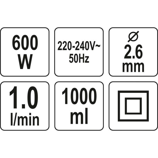 Alsótartályos festékszórópisztoly 1000 ml 600 W YATO Alsótartályos festékszórópisztoly 1000 ml 600 W YATO