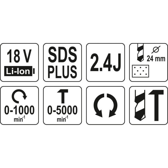 Akkus ütvefúró SDS-plus 18 V Li-ion (akku + töltő nélkül) YATO