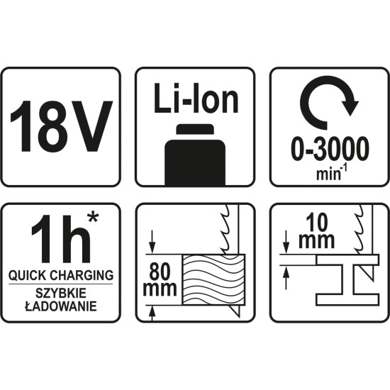 YATO Akkus orrfűrész 18 V Li-Ion akku nélkül