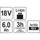 YATO Akkumulátor 18V 6,0Ah Li-ion