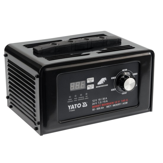 YATO Akkumulátor töltő 12-24V 30A 50-600Ah