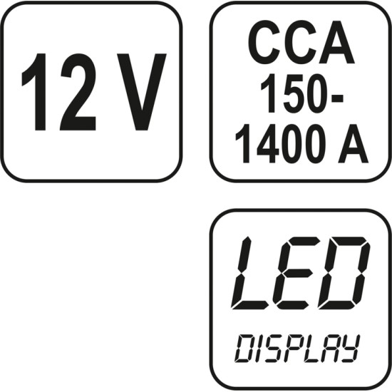 YATO Akkuteszter 12V digit CCA 150-1400A
