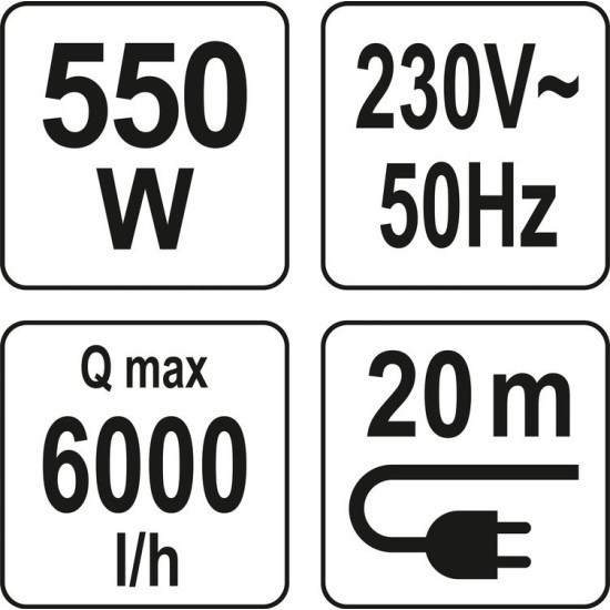 YATO csőkútszivattyú 550W 6000L/óra, tiszta vízhez