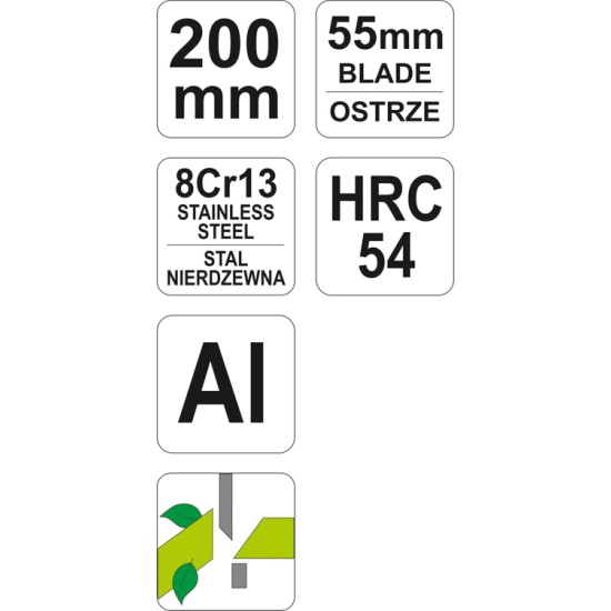 YATO Metszőolló 200 mm rozsdamentes acélból
