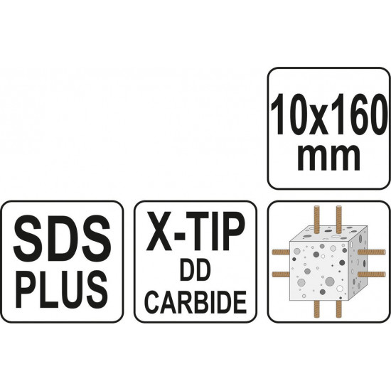 YATO Kőzetfúró 10 x 160/100 mm négyélű SDS-Plus 