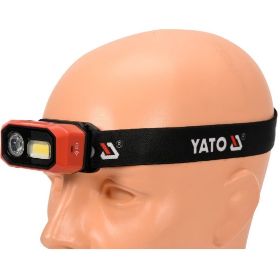 YATO Akkus LED fejlámpa 480 lumen mozgásérzékelős