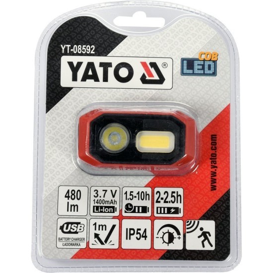 YATO Akkus LED fejlámpa 480 lumen mozgásérzékelős