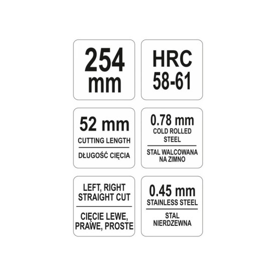 YATO Lemezvágó olló 250 mm PVC bevonatú nyél