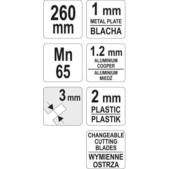 YATO Lemezvágó olló 260 mm lengőnyelves