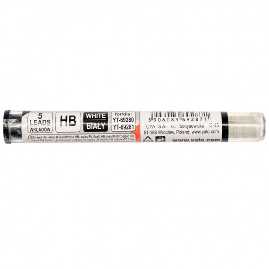 YATO Ácsceruza grafit betét fehér HB (5 db/cs)