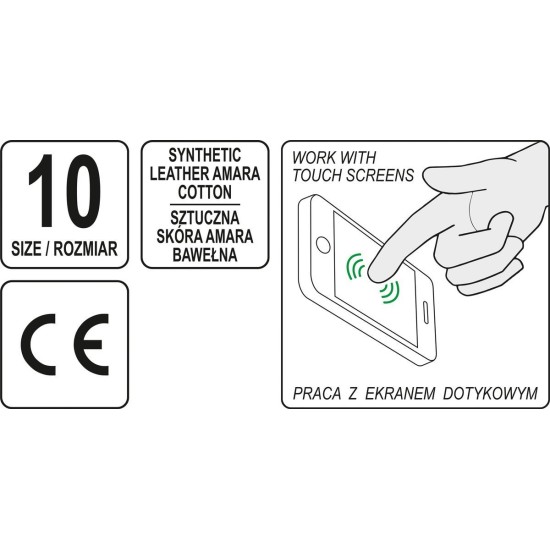 YATO Munkavédelmi kesztyű 10-es bőr-pamut érintőképernyőhöz