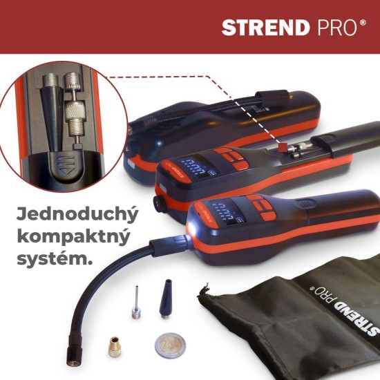 Akkumulátoros kézi lég kompresszor Strend Pro K25, 150 psi, 10 bar, LED