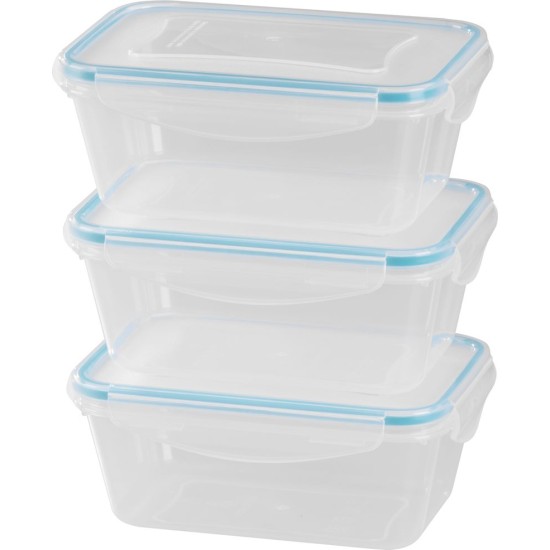 Edény MagicHome Lunchbox szett YH376, téglalap alakú, 3 db-os szett, 1000 ml, 189x131x77 mm