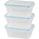 Edény MagicHome Lunchbox szett YH416, téglalap alakú, 3 db-os szett, 700 ml, 172x115x71 mm