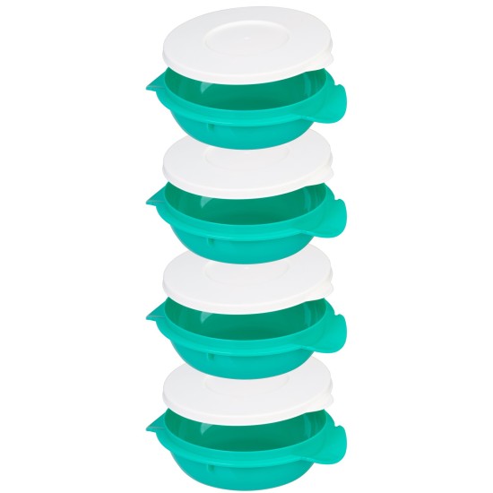 Ételhordó MagicHome, kör alakú, 4 részes, 4 x 1 l, színes, 22,4 x 20,5 x 29,5 cm