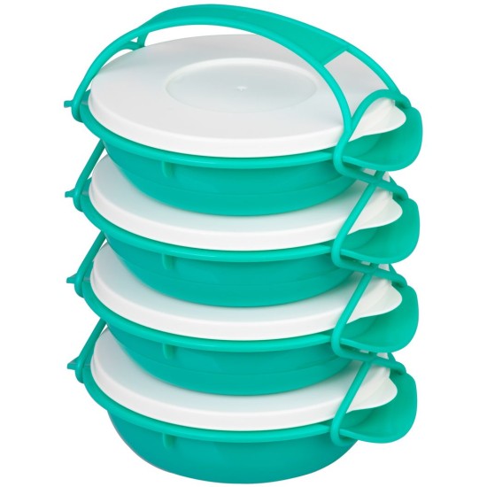 Ételhordó MagicHome, kör alakú, 4 részes, 4 x 1 l, színes, 22,4 x 20,5 x 29,5 cm