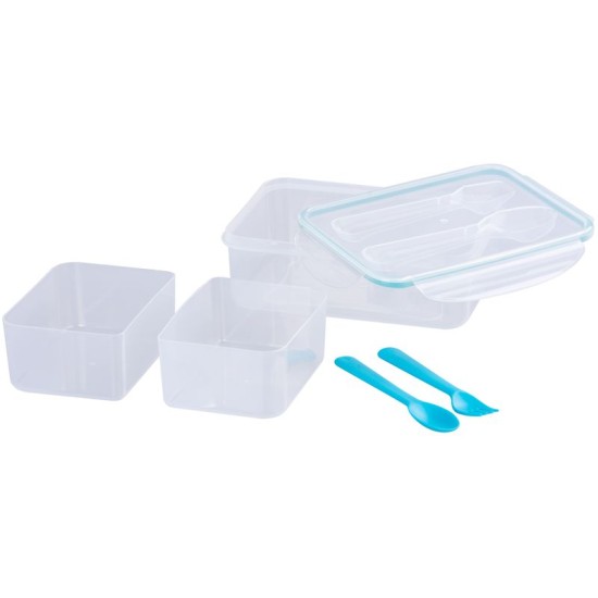 Ételhordó MagicHome, szögletes, 1,5 l, villával és kanállal, 2 rekesszel, 22 x 15,2 x 7,6 cm