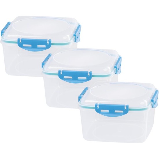 Ételhordók MagicHome, négyzet, Clip, 3db-os készlet, 1,2 lit., 17x17x12,6 cm