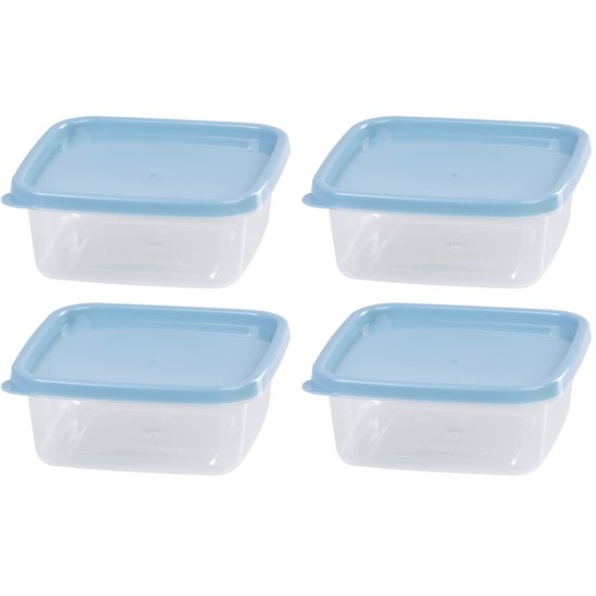 Ételhordók MagicHome, négyzet, Clip, 4db-os készlet, 0,6 lit., 14,3x14,3x5,8 cm