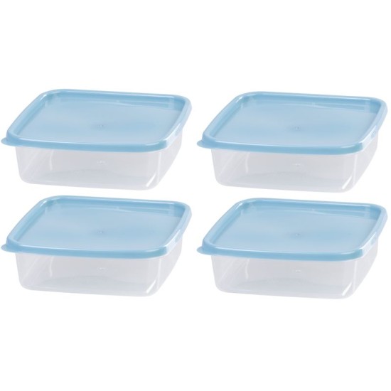 Ételhordók MagicHome, négyzet, Clip, 4db-os készlet, 1 lit., 17,7x17,7x5,8 cm