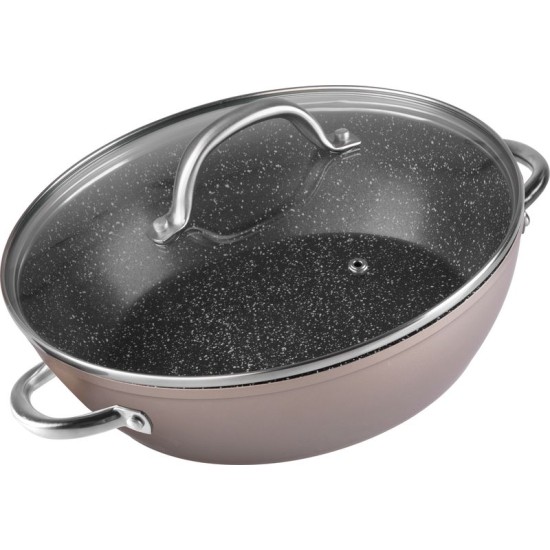 Fazék MagicHome Coffee Brown Line, sekély, 26 cm, 2,8 l, fedővel, sütő tepsi