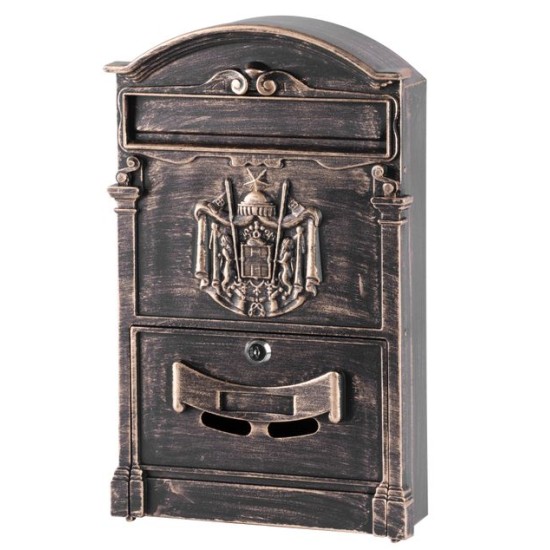 Postaláda ALU, alumínium, antique bronze, 25,5 x 9 x 41 cm